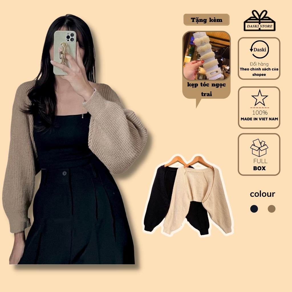 Áo khoác len Croptop - Áo cardigan len tay bồng Daski | WebRaoVat - webraovat.net.vn