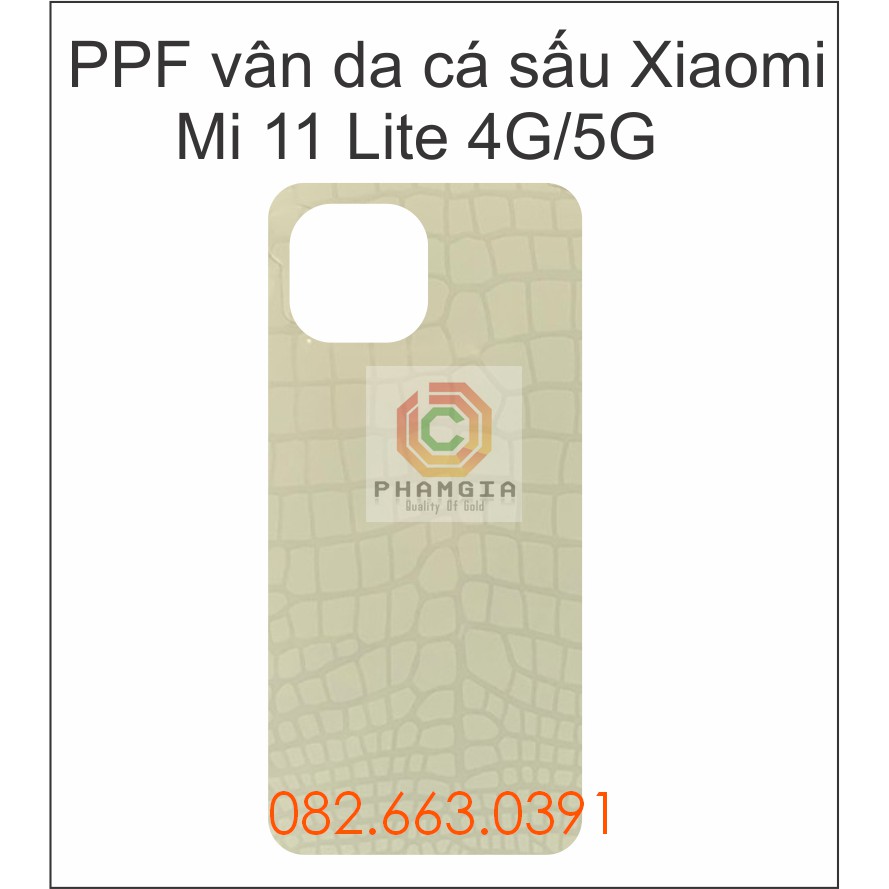 Miếng dán PPF vân da cá sấu dành cho Xiaomi Mi 11 Lite 4G /5G