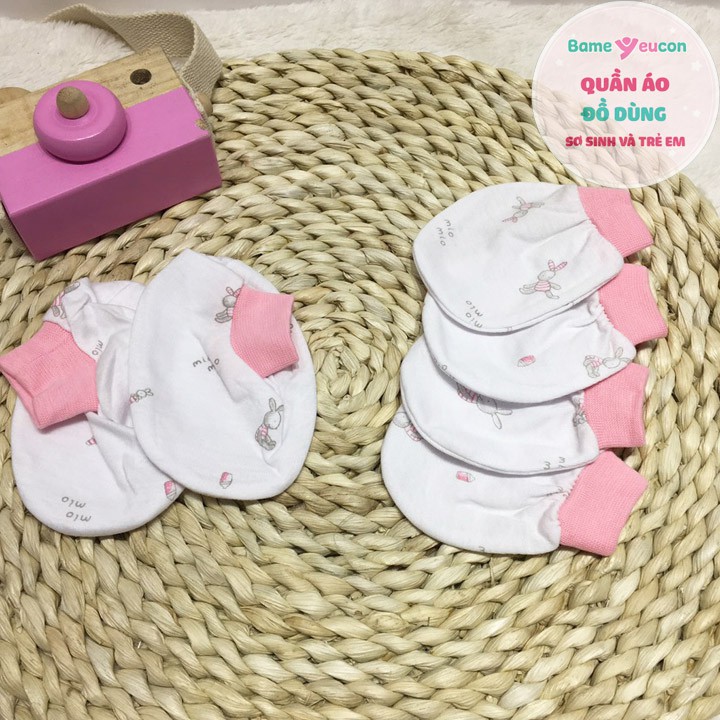 Bao tay/bao chân/mũ Miomio cotton mỏng cho bé sơ sinh