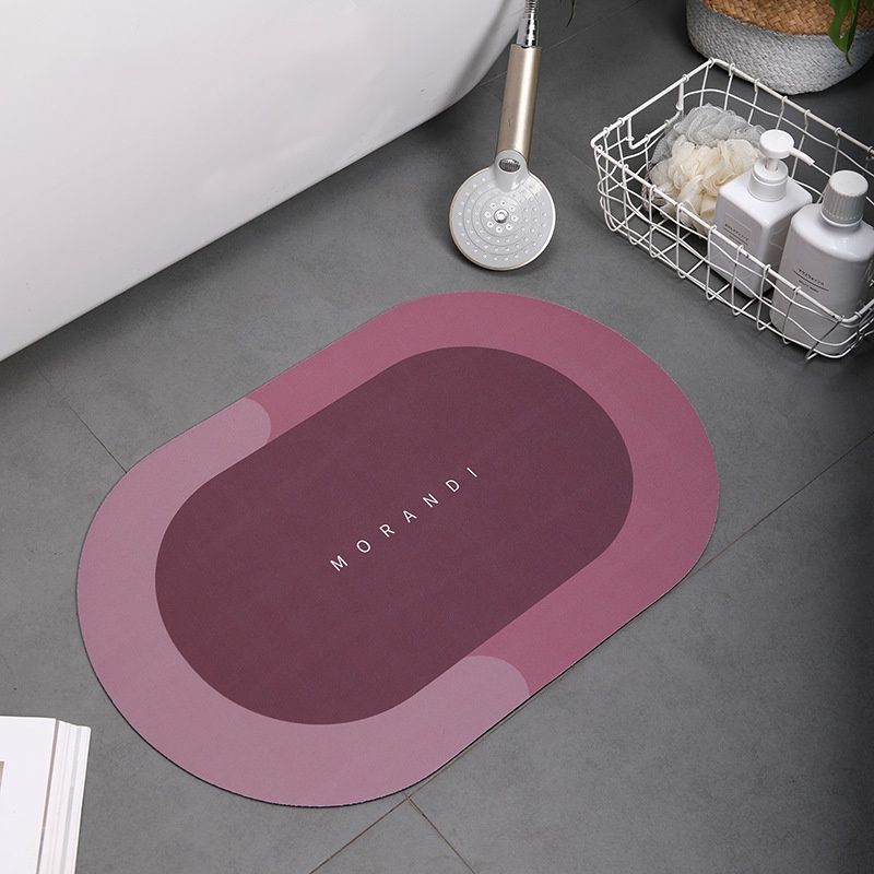 Thảm lau chân silicon , thảm lót sàn nhà hình bầu dục, chất liệu chống trượt