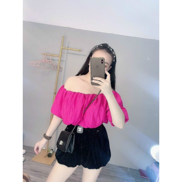 Áo voan crop top tay phồng cúp ngực siêu đẹp (A15