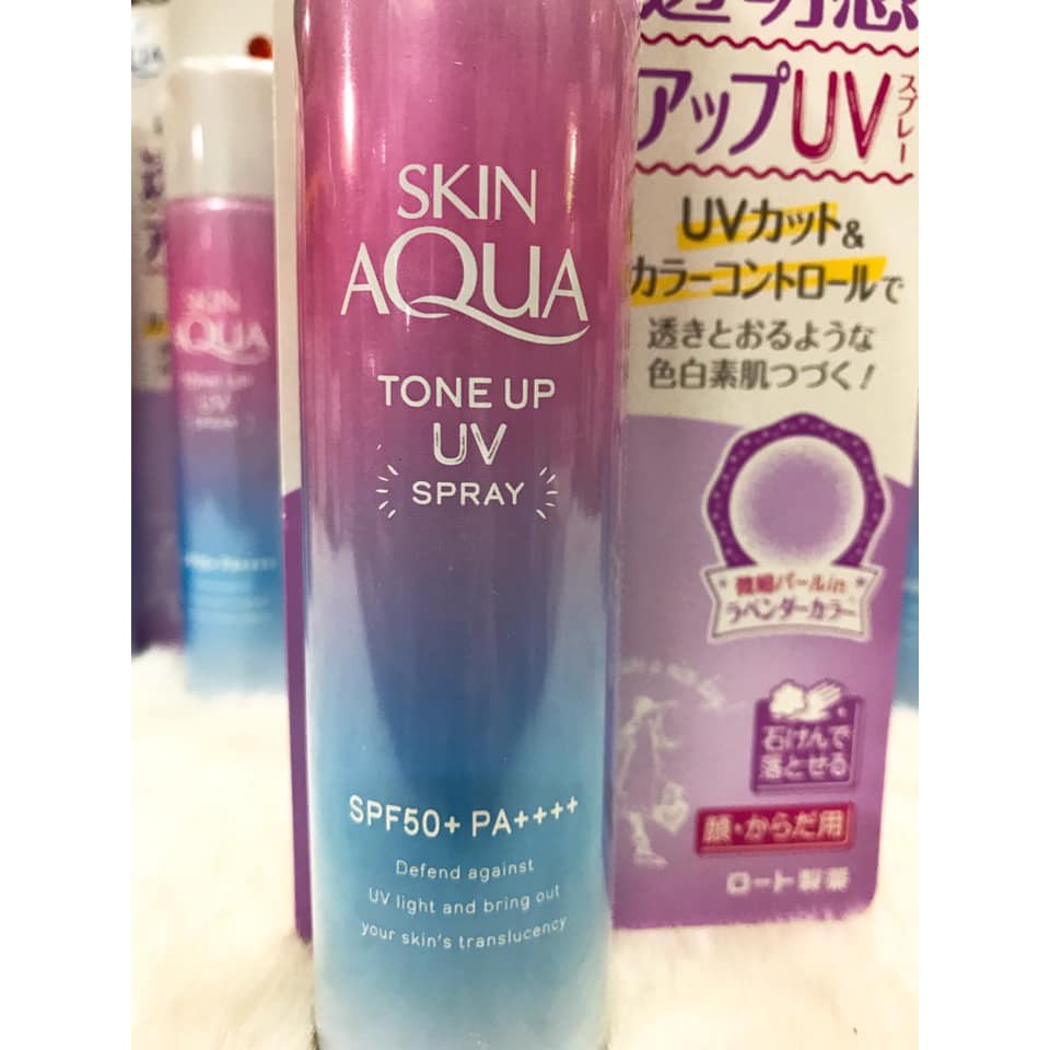 (SX Nhật Bản) Xịt chống nắng Rohto Skin Aqua Tone Up UV SPF 50+ PA++++