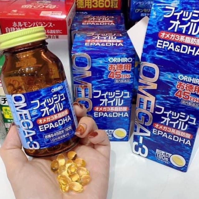 Viên Uống Dầu Cá OMEGA 3 ORIHIRO Nội Địa Nhật Bản 180 Viên - SAKUKO