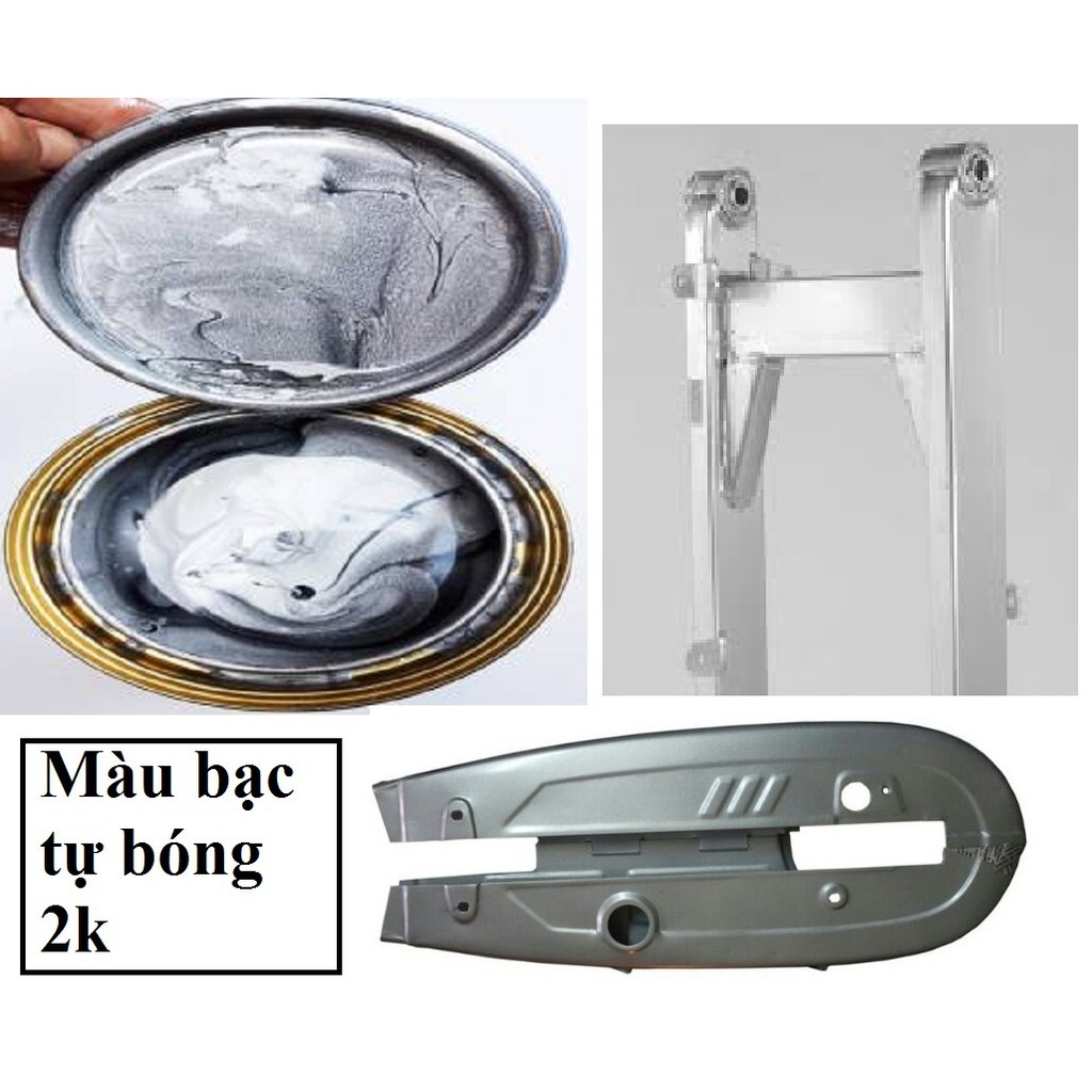 1 lạng màu bạc tự bóng 2k  hộp xích càng xe màu bạc đẹp mới không cần sơn dầu bóng