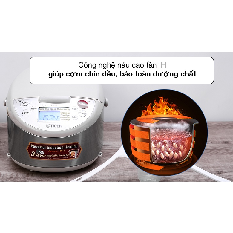 Nồi cơm điện tử cao tần IH 1 lít Tiger JKW-A10W 1210W - Hàng chính hãng