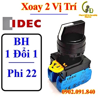 Công tắc xoay 2 vị trí chuyển mạch tự giữ phi 22mm mầu đen, dùng cho tủ điện IDEC YW1S-2E20