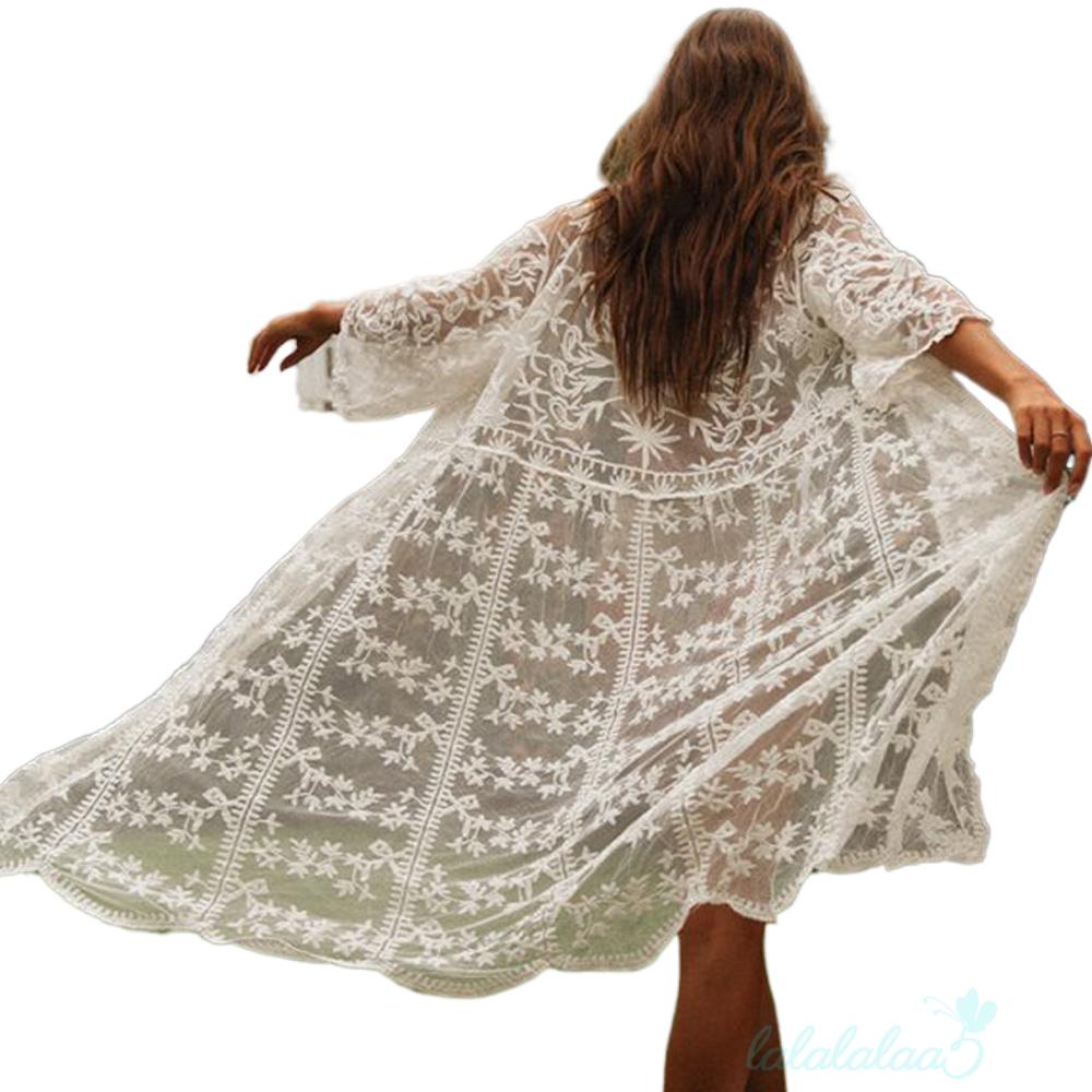 LL5-Áo khoác cardigan tay dài màu trơn thêu họa tiết dành cho nữ mặc bikini
 | BigBuy360 - bigbuy360.vn