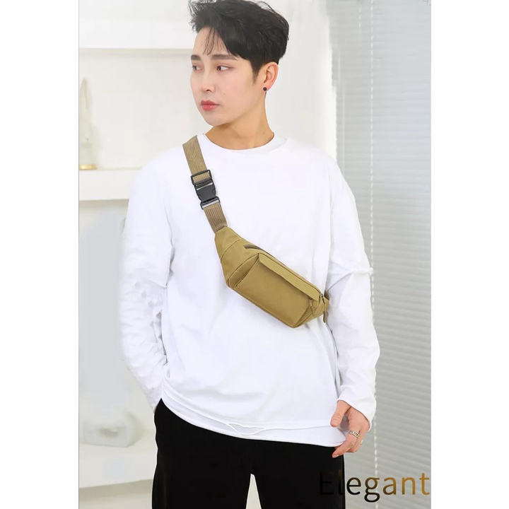 Túi đeo bụng nam, nữ vải bố chống thấm nước cao cấp size 20cm TUI-35