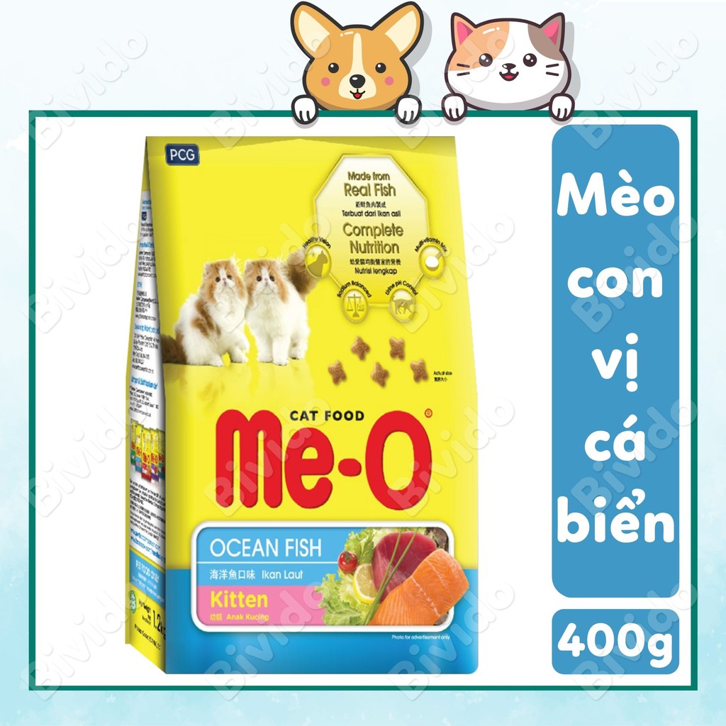 Thức ăn mèo con Me-O Kitten vị cá biển túi 400g - Bivido