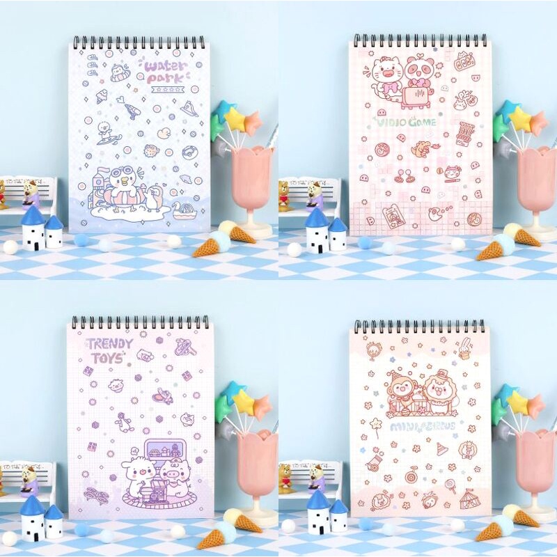Sổ giấy vẽ gáy lò xo đa dạng họa tiết dễ thương
