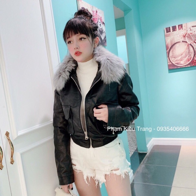Áo da cổ lông sieu hótttt