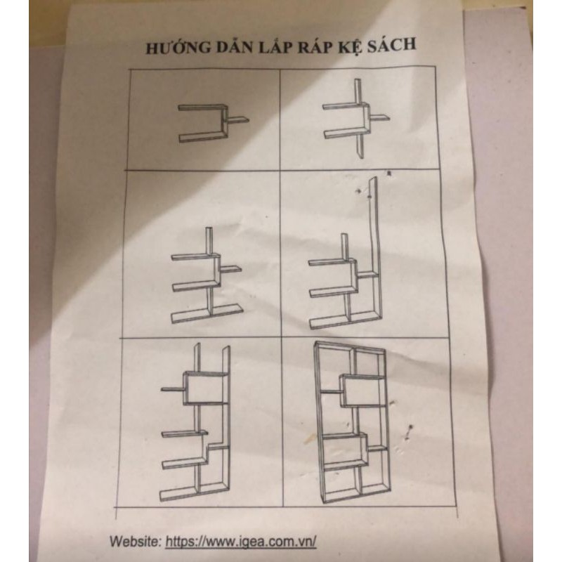 Kệ sách chữ U. Gỗ MDF phủ Melatium chống thấm cao cấp. Kích thước 147 x 74 x 20cm. Màu vân gỗ và Màu trắng
