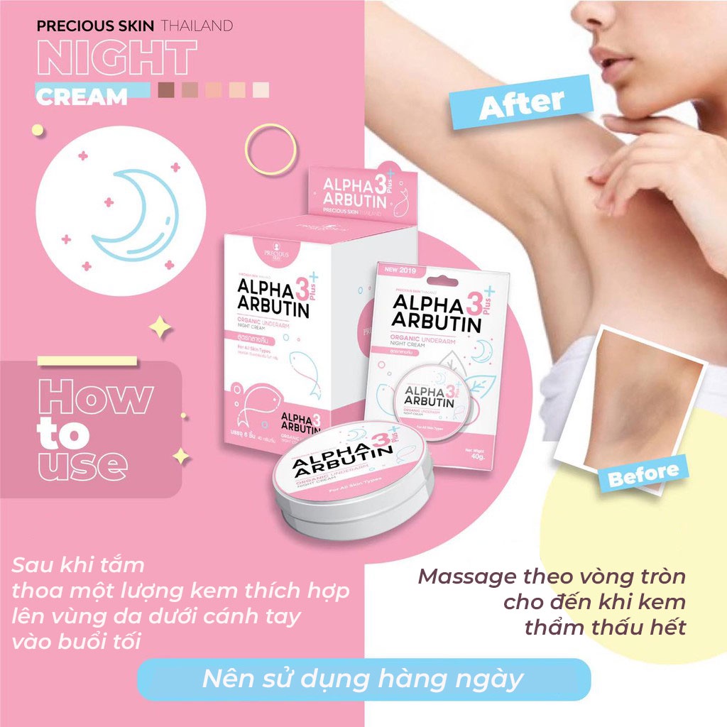 Kem Dưỡng Trắng Giảm Thâm Nách Precious Skin Alpha Arbutin Organic Underarm Whitening Cream 50g