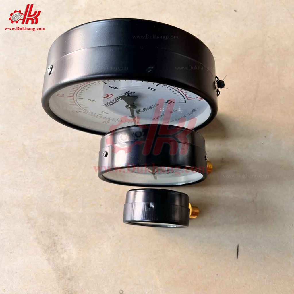 Đồng hồ đo áp suất hơi mặt 63mm/ mặt 100mm / mặt 150mm -Đồng hồ áp suất KK Gauge chân đứng