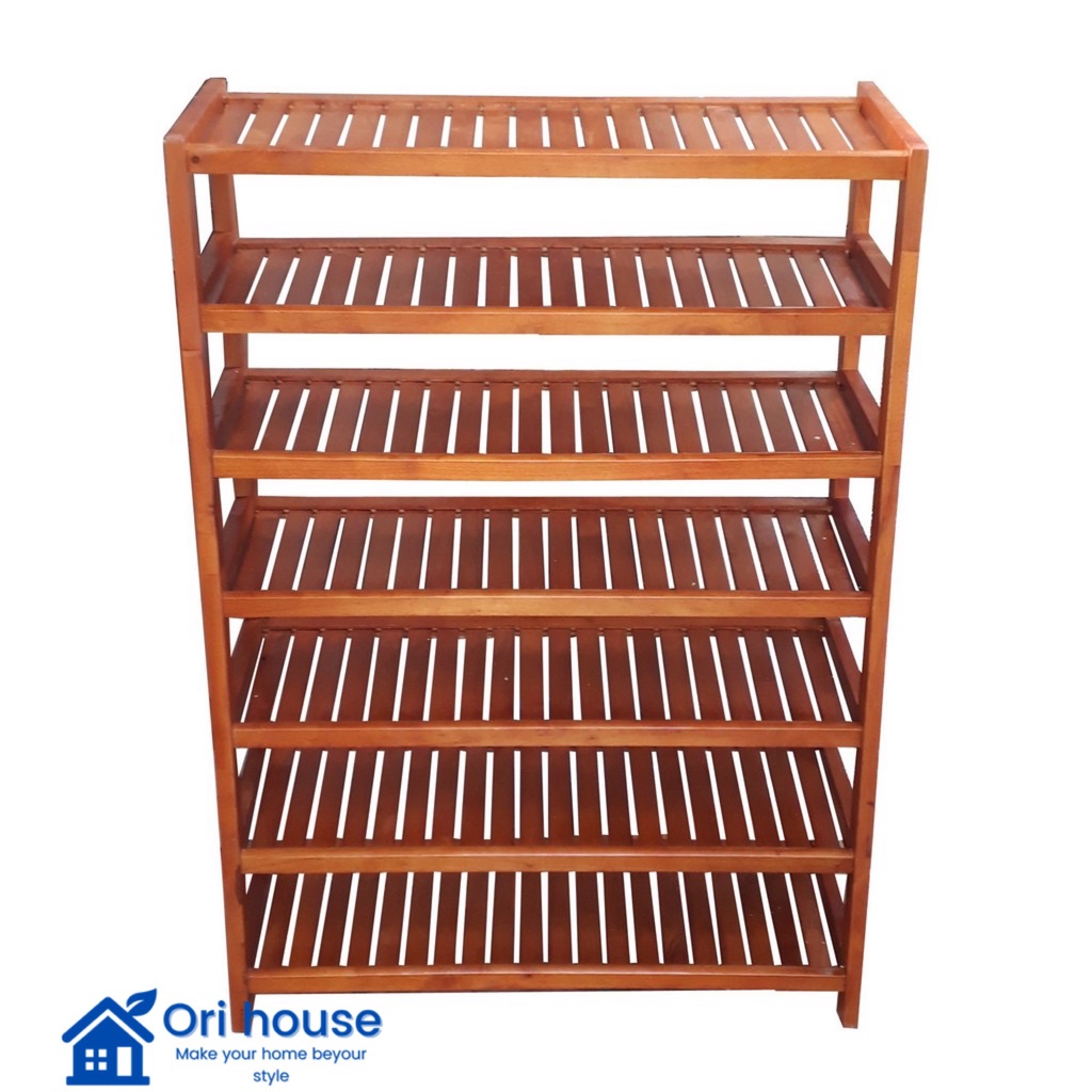 Kệ dép gỗ cao su 7 tầng ngang 80cm - Nội Thất Ori