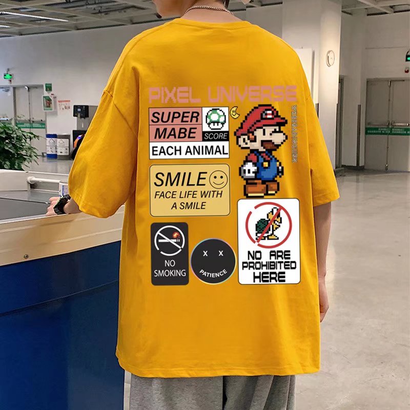 Áo Thun Dáng Rộng In Họa Tiết Hoạt Hình Phong Cách Hàn Quốc Thời Trang Mùa Hè Cho Nam Và Nữ Size M-8XL