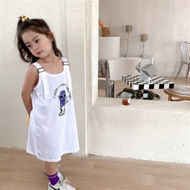 Đầm Yếm Dáng Rộng Họa Tiết Hoạt Hình Thời Trang Mùa Hè 2022 Cho Bé Gái