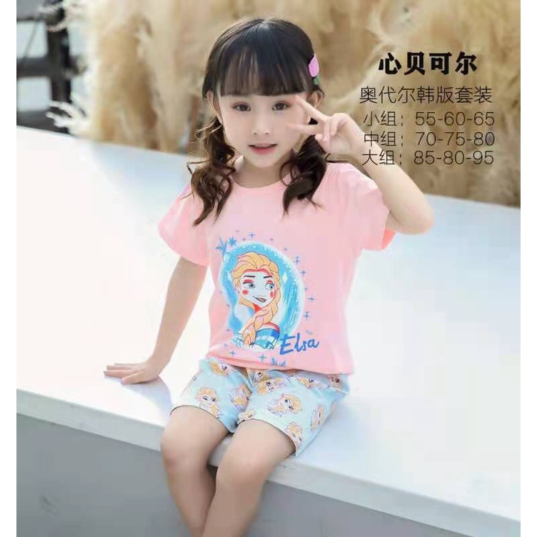 (16-23KG)Bộ cộc tay xuất Hàn cotton lạnh Quảng Châu cho bé GÁI sz nhỡ (70-75-80)- Bảng màu 2022