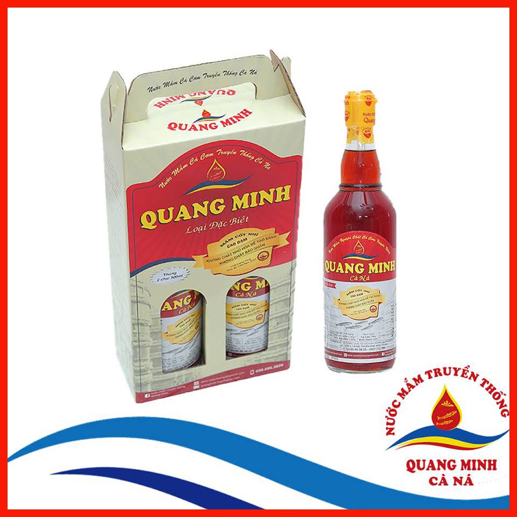 Nước mắm Quang Minh loại ngon nhất| Thùng 2 chai 500ml| Thơm ngon đậm đà an toàn sức khỏe người dùng