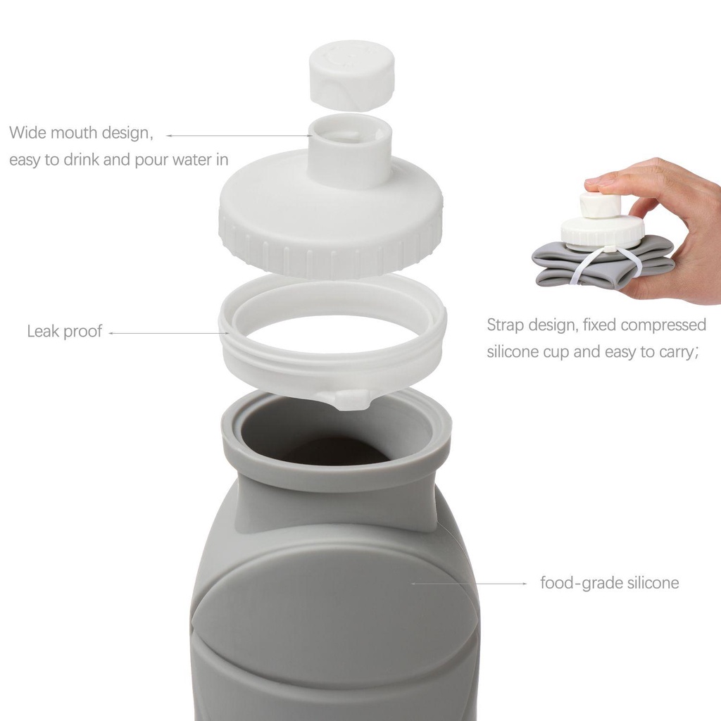 LANSEL Bình Nước Silicone 600ml Có Thể Gấp Gọn Tiện Dụng