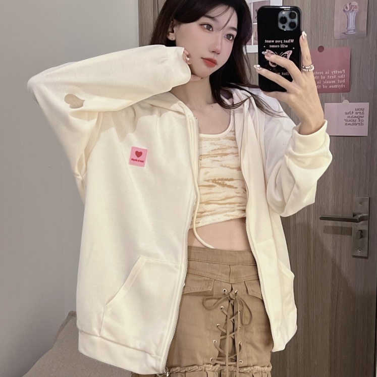 SUXI Áo Khoác Nữ Có Nón Tay Dài Màu Sắc Thời Trang