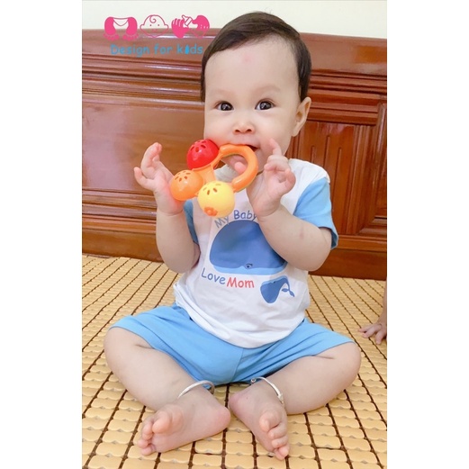 Bộ quần áo cộc tay vải cotton 100% cho bé trai và bé gái