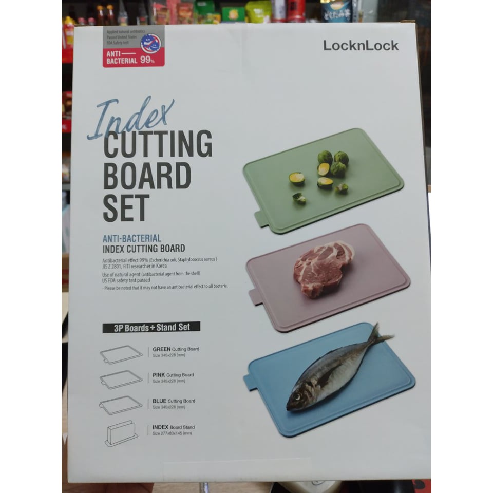 Bộ kệ 3 thớt nhựa kháng khuẩn LocknLock Index Cutting Board CSC251, hàng chính hãng, giá cực êm!