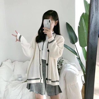 ÁO KHOÁC CARDIGAN TAY DÀI VIỀN ĐEN SIÊU HOT