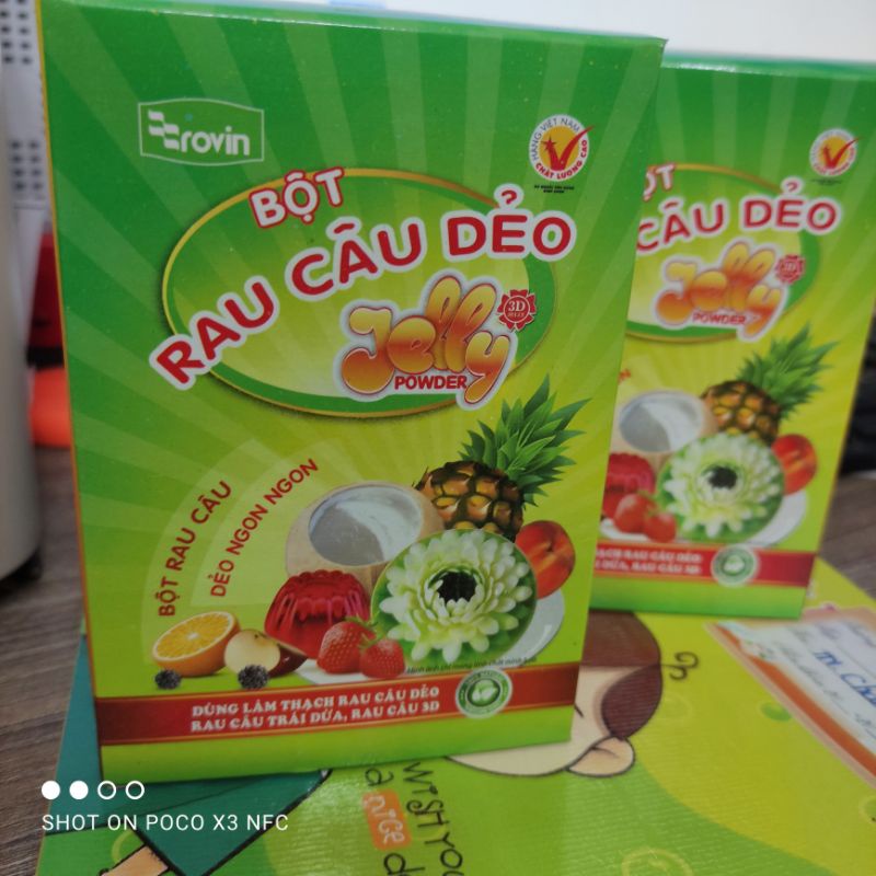 Bột rau câu dẻo - 3D, rau câu dừa - 1 hộp 12 gói x 10gr