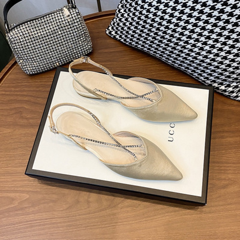 Giày Sandal Mũi Nhọn Đính Đá Thời Trang Mùa Hè Phong Cách Pháp Cho Nữ 2022