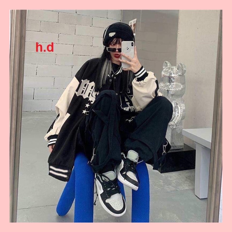 Áo khoác bomber Jacket nam nữ LA tay lửa Hàng loại 1 cá tính Trend 2022 phong cách Hàn QuốcChất nỉ vs gió chống nắng