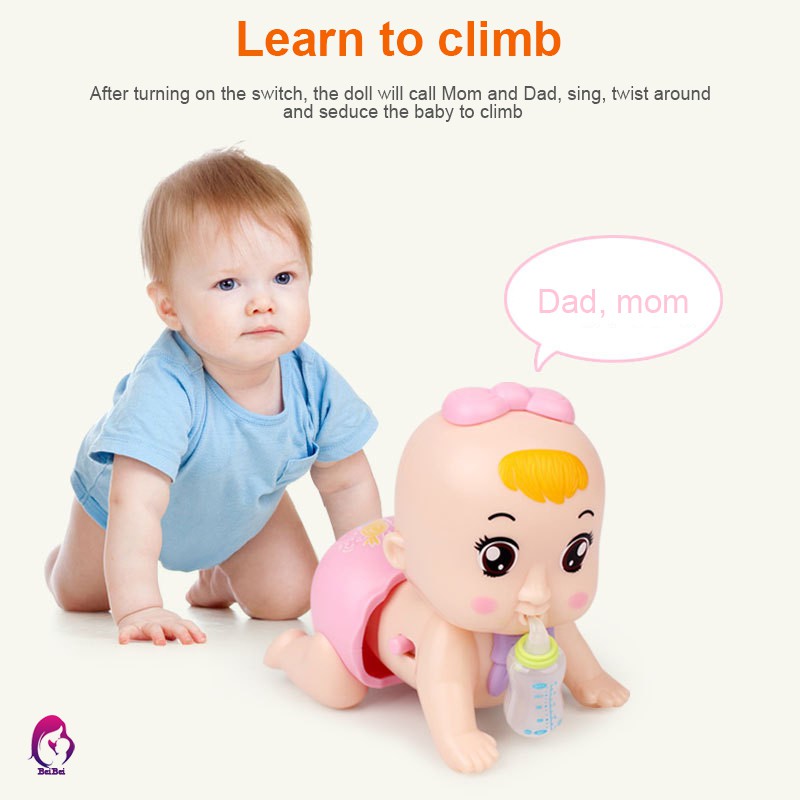 Đồ chơi hình em bé tập bò giáo dục cho bé kèm nhạc