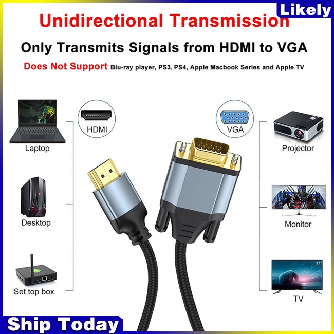 Cáp Chuyển Đổi Hdmi Sang Vga 1080p Chuyên Dụng Cho Máy Chiếu / Laptop