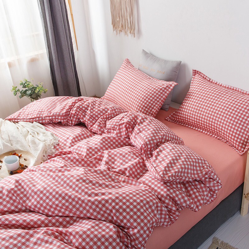 Bộ Vỏ Chăn Kèm Ga Gối Cotton Poly Nhập Mẫu Chấm Bi