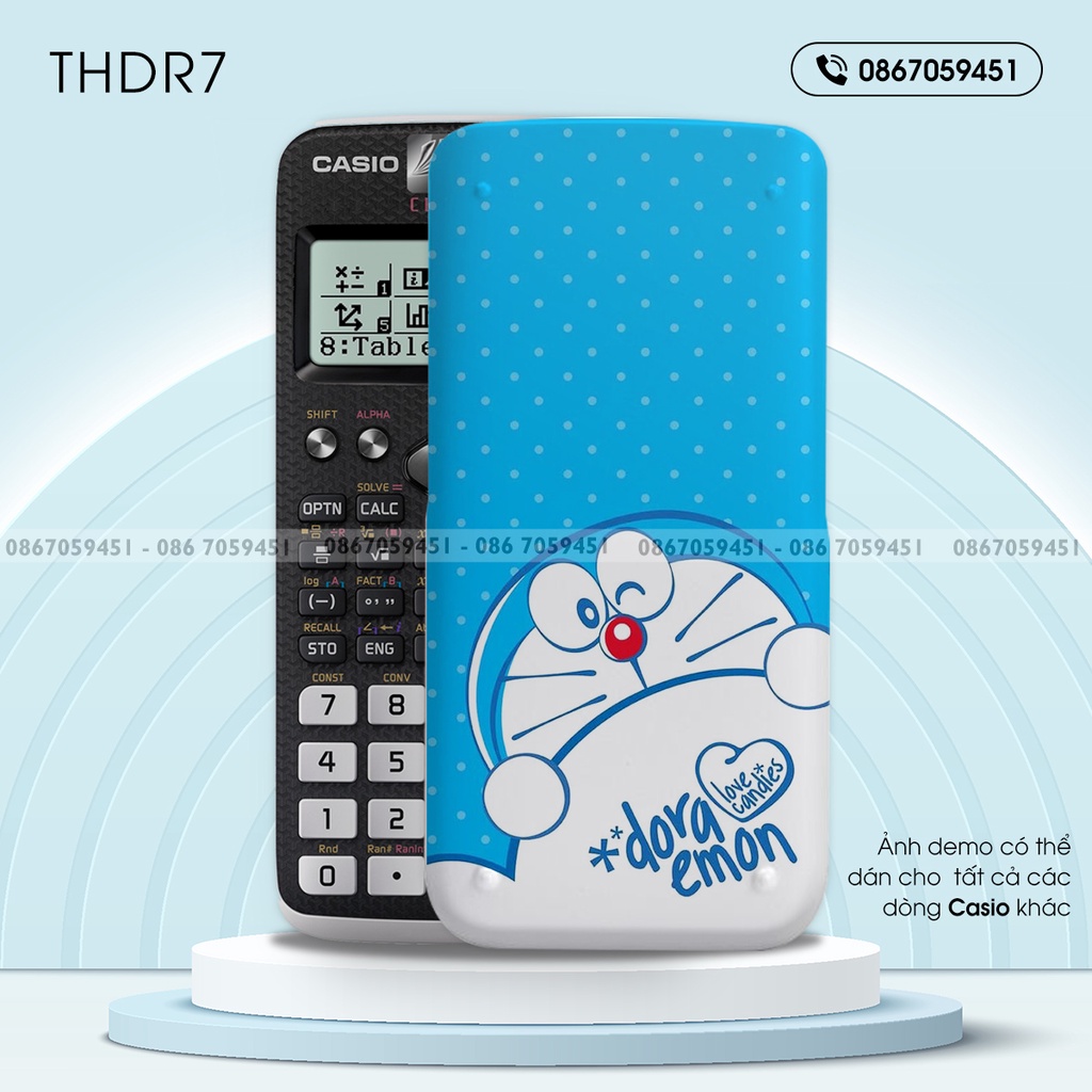 Skin dán máy tính CASIO In Hình DoraemonBộ 2  thdrb2