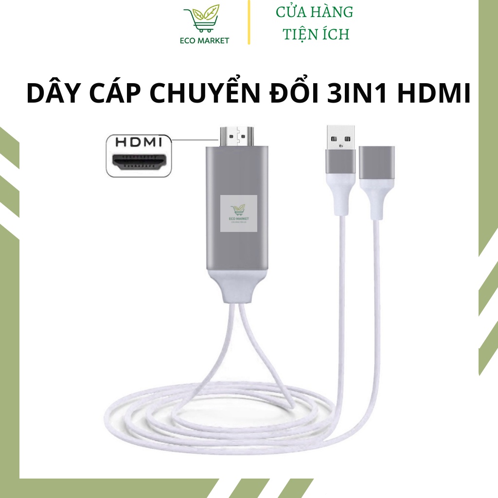 Dây cáp chuyển đổi 3 trong 1 Hdmi 1080p 60hz cho Android / Type C Iphone Sang máy chiếu