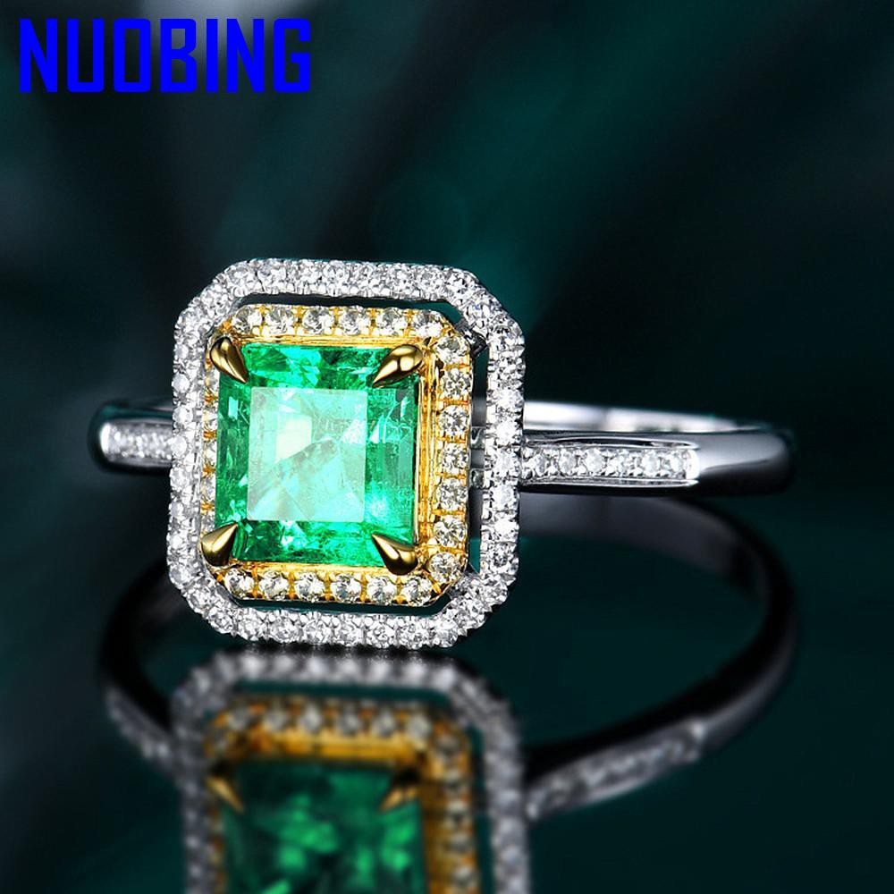 Luxury Princess Green Crystal Emerald Gemstones Diamonds Rings For Women Gold White Silver Color Bague Jewelry Bijoux Party Gift|Rings|