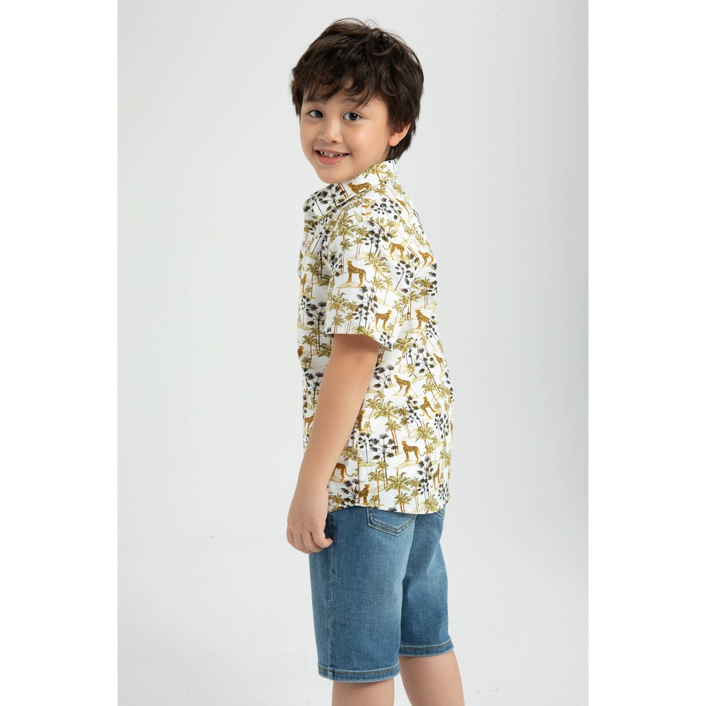 Áo sơ mi ngắn tay họa tiết bé trai IVY moda MS 16K1209