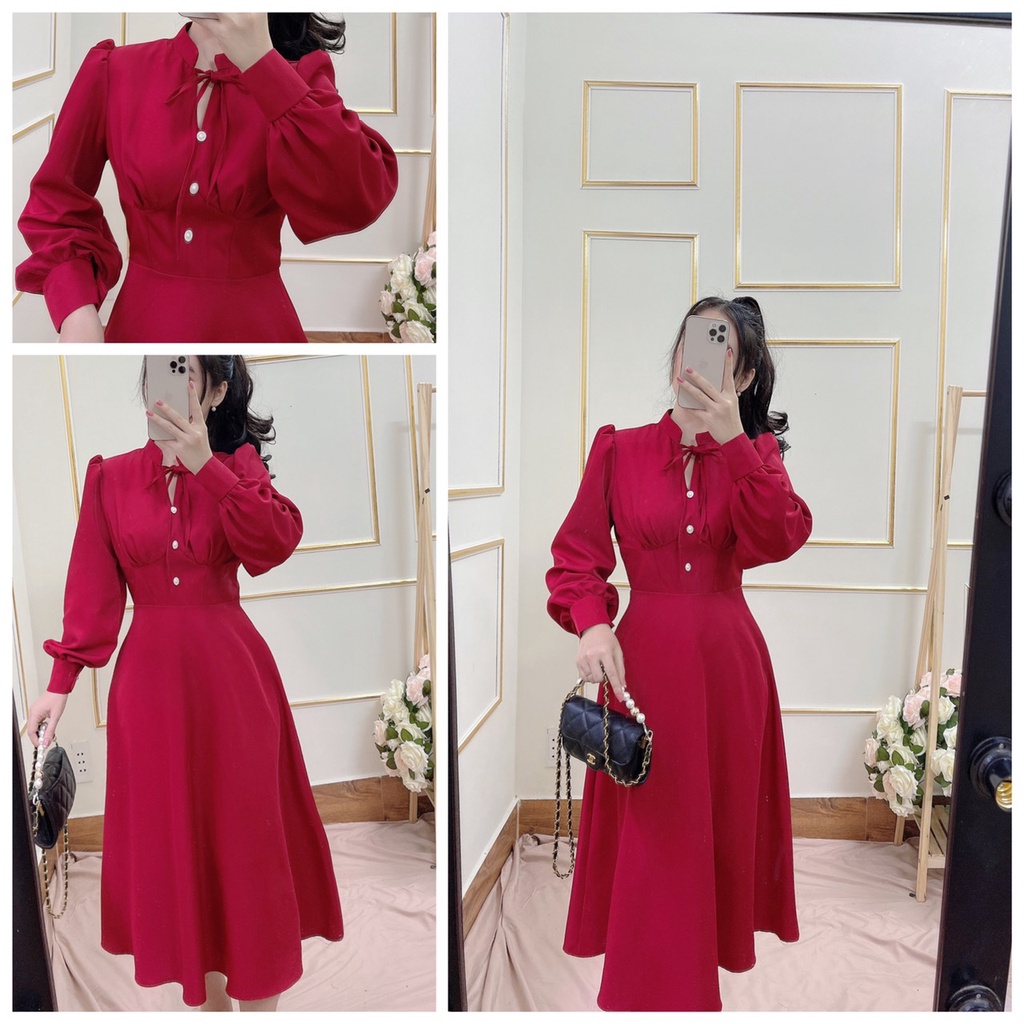 Đầm dự tiệc cưới ,diện noel, mặc tết  2 màu ĐỎ , Xanh Mint xinh xắn - Thời Trang VADA (Đ510) | BigBuy360 - bigbuy360.vn