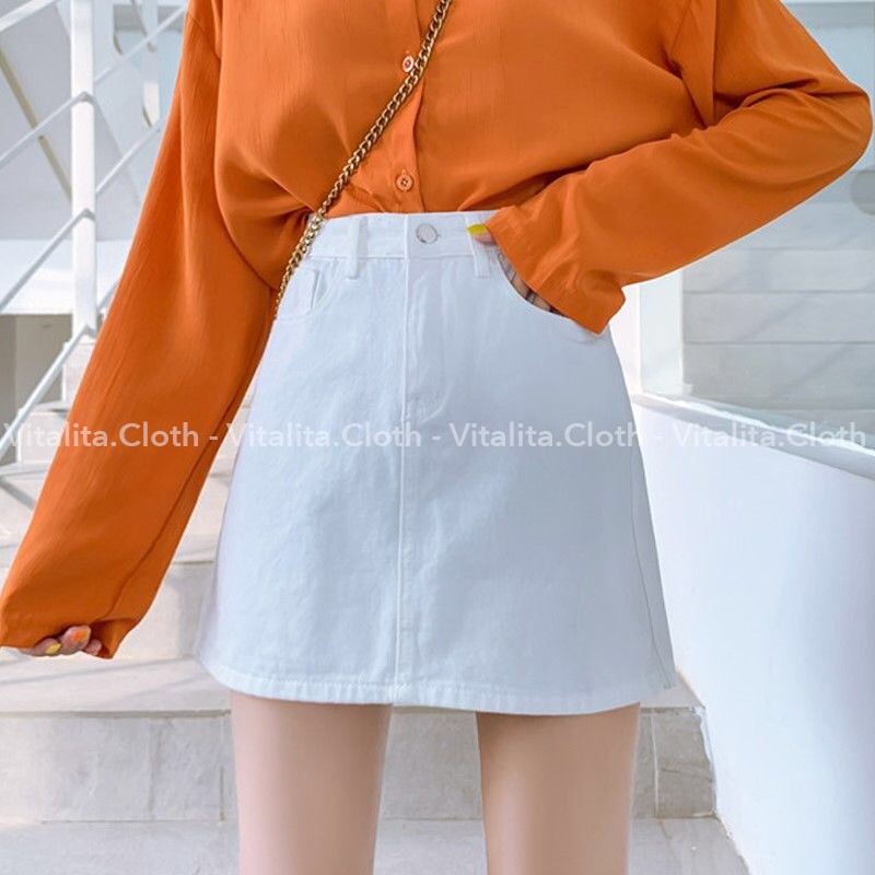 [QUÀ TẶNG LÀ DÂY BUỘC TÓC BẠN NHÉ] Chân váy Kaki dáng chữ A ngắn lưng cao màu Đen / Trắng loại có túi - Style Ulzzang | BigBuy360 - bigbuy360.vn