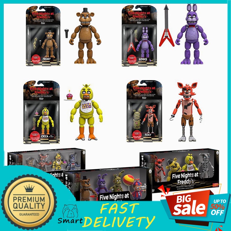 Mô Hình Nhân Vật Gấu Trong freddy bonnie foxy chica fazbear Bằng pvc 15cm