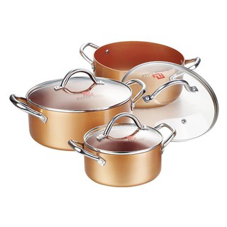 Bộ 3 Nồi Hợp Kim Tráng Men Đáy Từ Super Chef (16-20-24Cm)