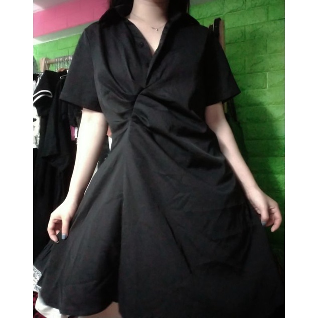 Đầm sơ mi xoắn eo 110