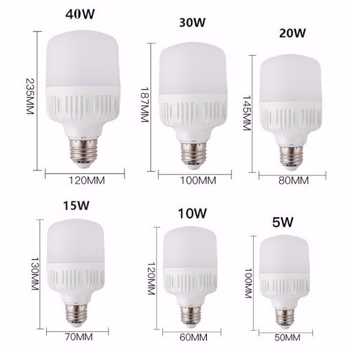 Bóng Đèn LED Buld Trụ Nhựa Tiết Kiệm Điện Năng - 5w, 10w, 20w, 30w, 40w, 50w