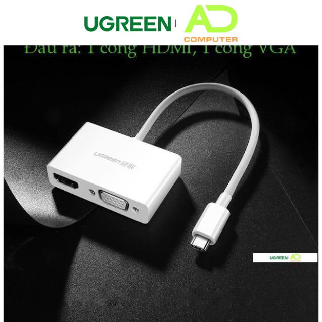 Bộ chuyển đổi USB Type C sang HDMI và VGA dài 15cm UGREEN MM123