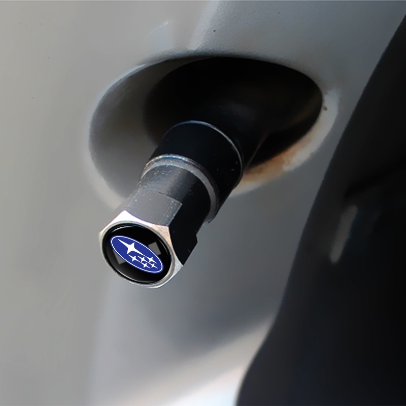 Set 4 Nắp Van Bánh Xe Hơi Bằng Hợp Kim Màu Bạc / Đen