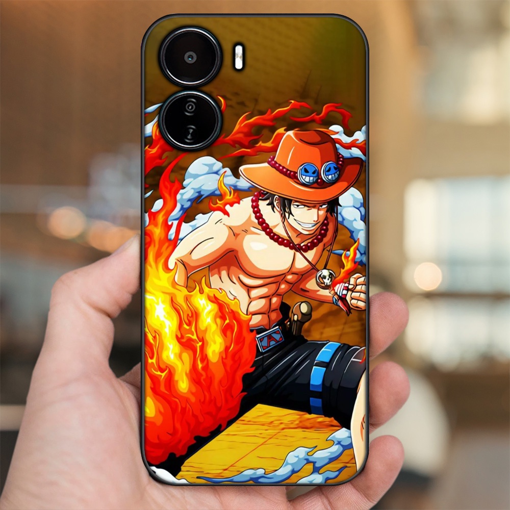 Ốp lưng Vivo Y16 viền đen in hình Ace One Piece