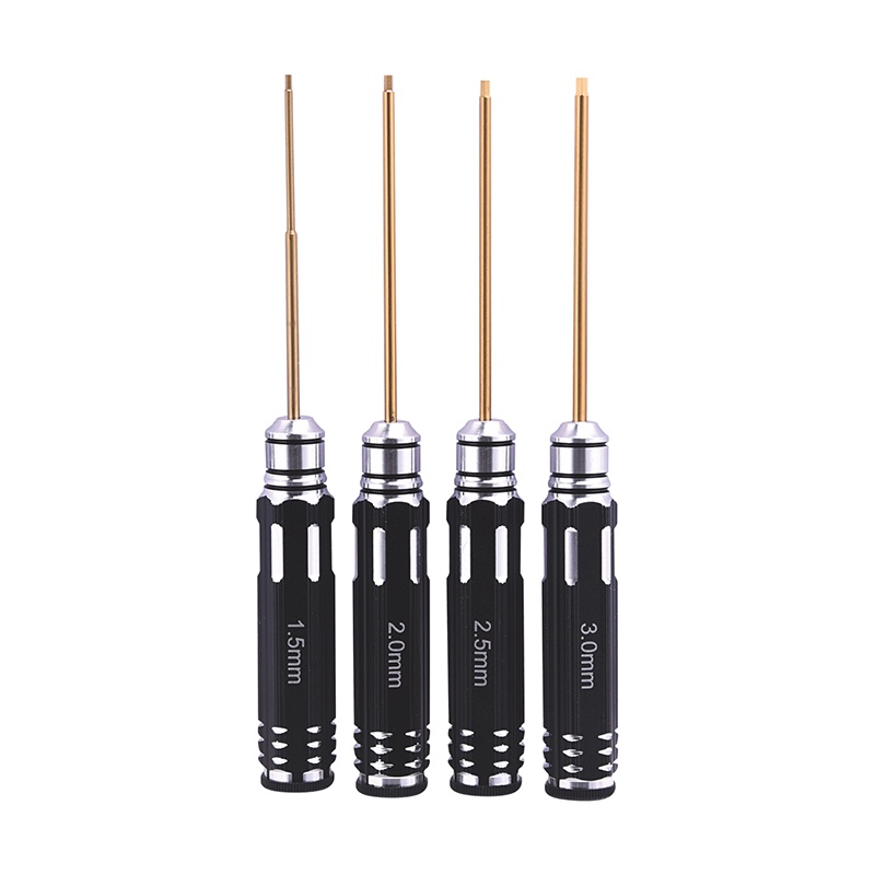 Set 4 Tua Vít Đầu Lục Giác 1.5mm 2mm 2.5mm 3mm Mạ Titan Chuyên Dụng Sửa Chữa Mô Hình Điều Khiển Từ Xa