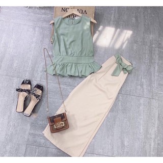 Set Bộ Áo Đũi Thắt Nơ & Quần UMI Ống Rộng Có Túi Sành Điệu Thời Trang Mát Mẻ Mùa Hè Qc