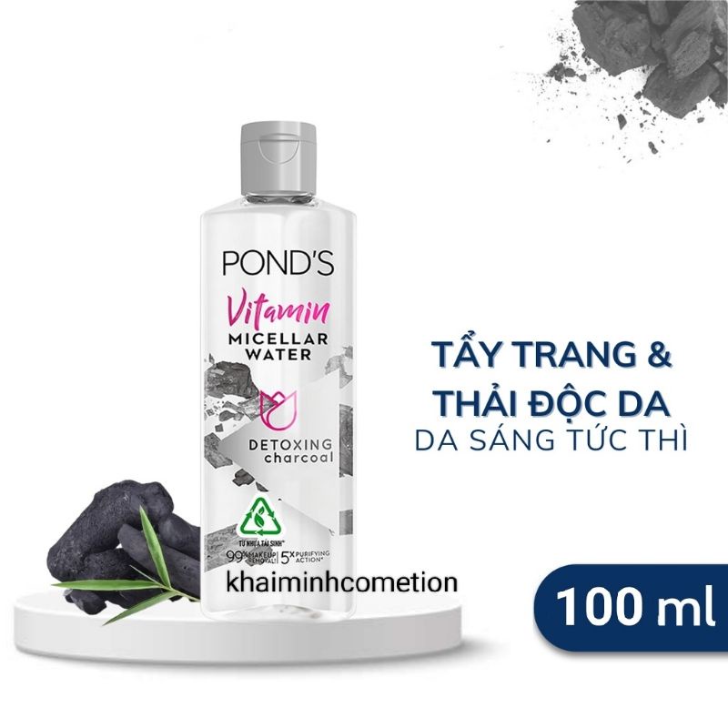 Nước Tẩy Trang Pond's Vitamin Micellar Water D-Toxx Charcoal Than Hoạt Tính Sạch Sâu